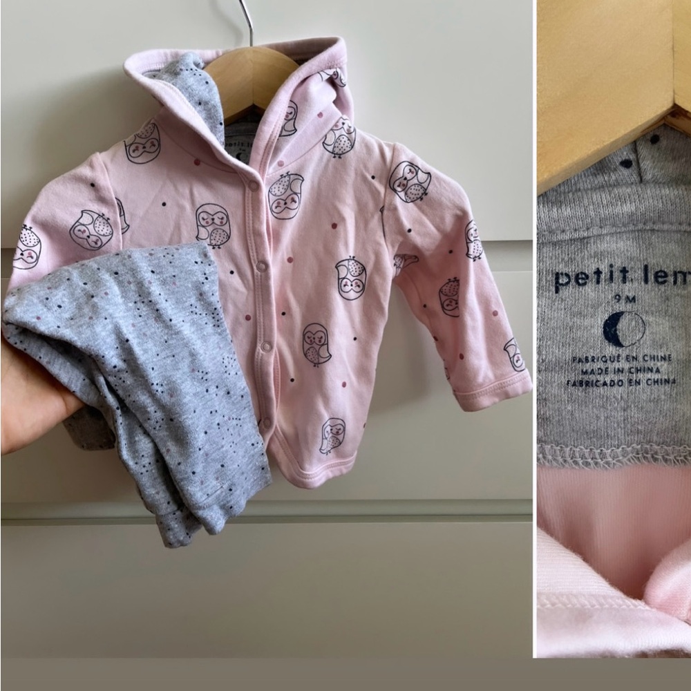**reserved** Petit Lem Pink Baby Jacket and Gray Pants Set